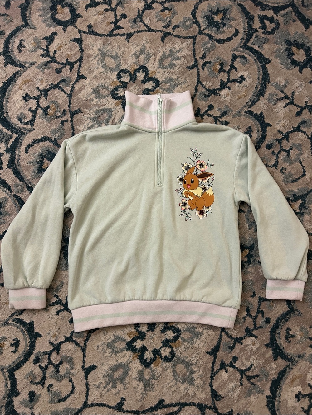 Pokemon Girls' Light Mint Green Half-Zip Jacket